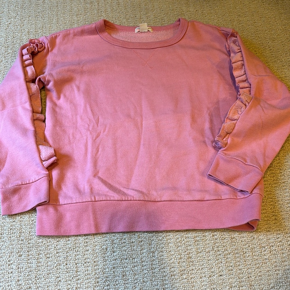 Crewcuts pink girls sweatshirt with ruffle sleeve detail